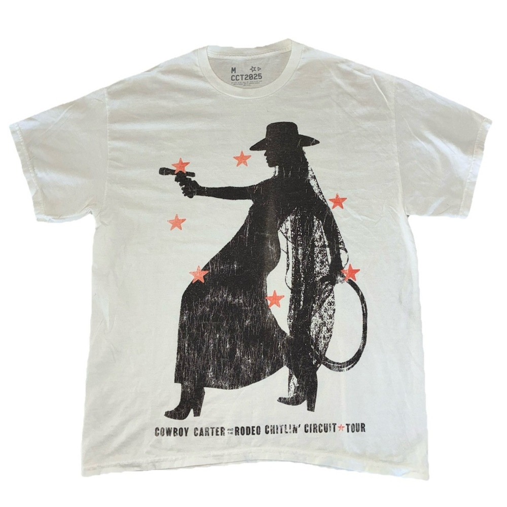 Beyonce Most Wanted Tee M White Cowboy Carter Tour 2025 Merch‎ NEW *spots